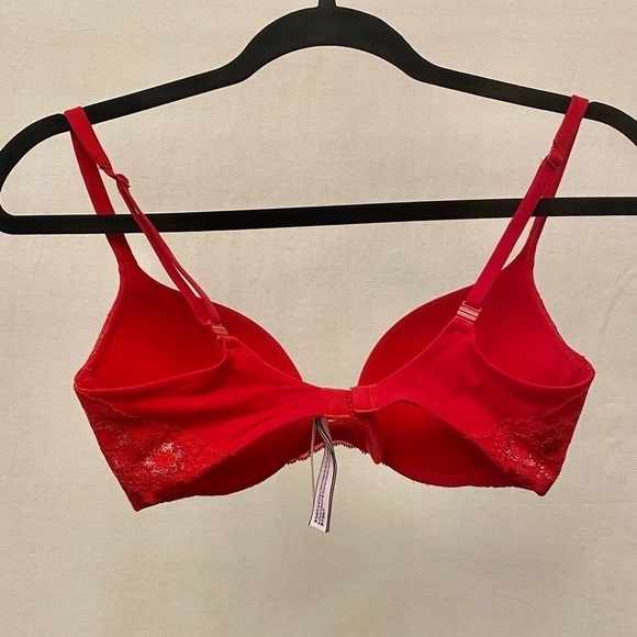 Victoria’s Secret 32D Body By Victoria Push Up Bra Lipstick Red Lace - Picture 11 of 14